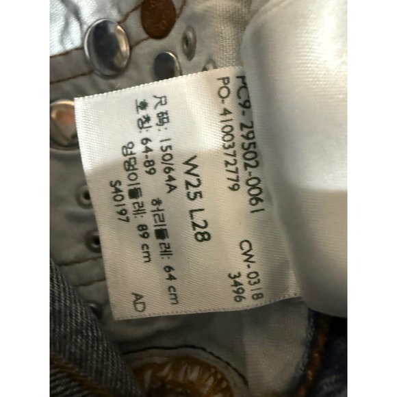 Levi 501 Straight Leg Rhinestone Grunge 25 Short 28 Inch Inseam Stars Light Wash - Picture 9 of 10
